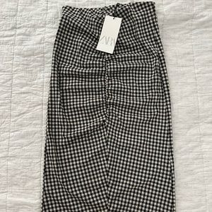 NWT zara black/white gingham tube maxi skirt (comes in a set!!)